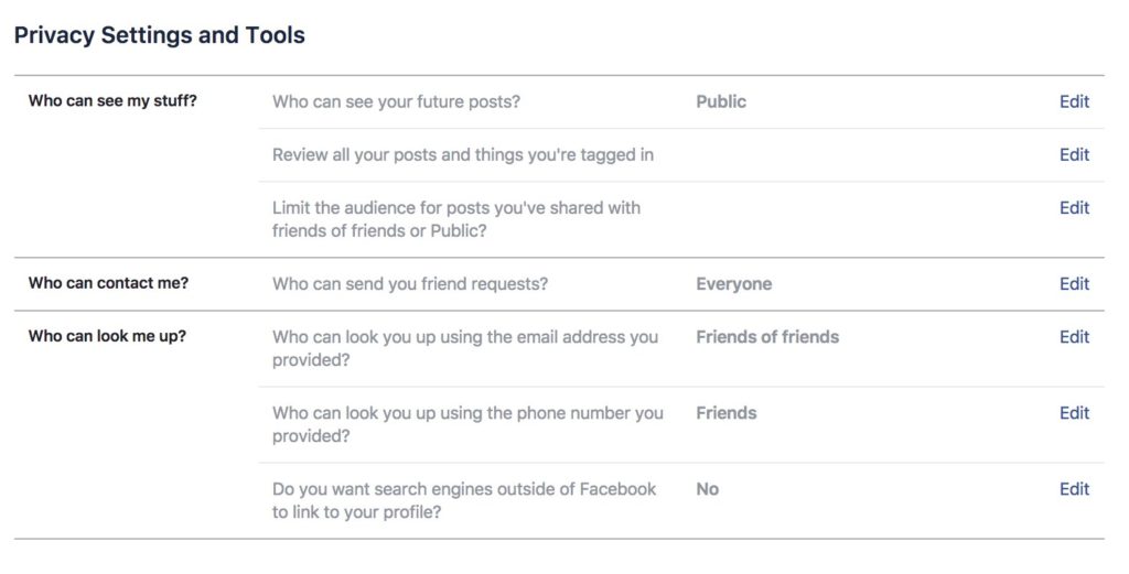 Facebook Privacy Settings